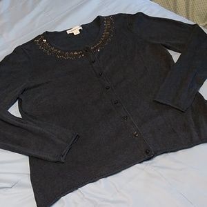 Coldwater Creek Silk Blend Cardigan Dark Gray L
